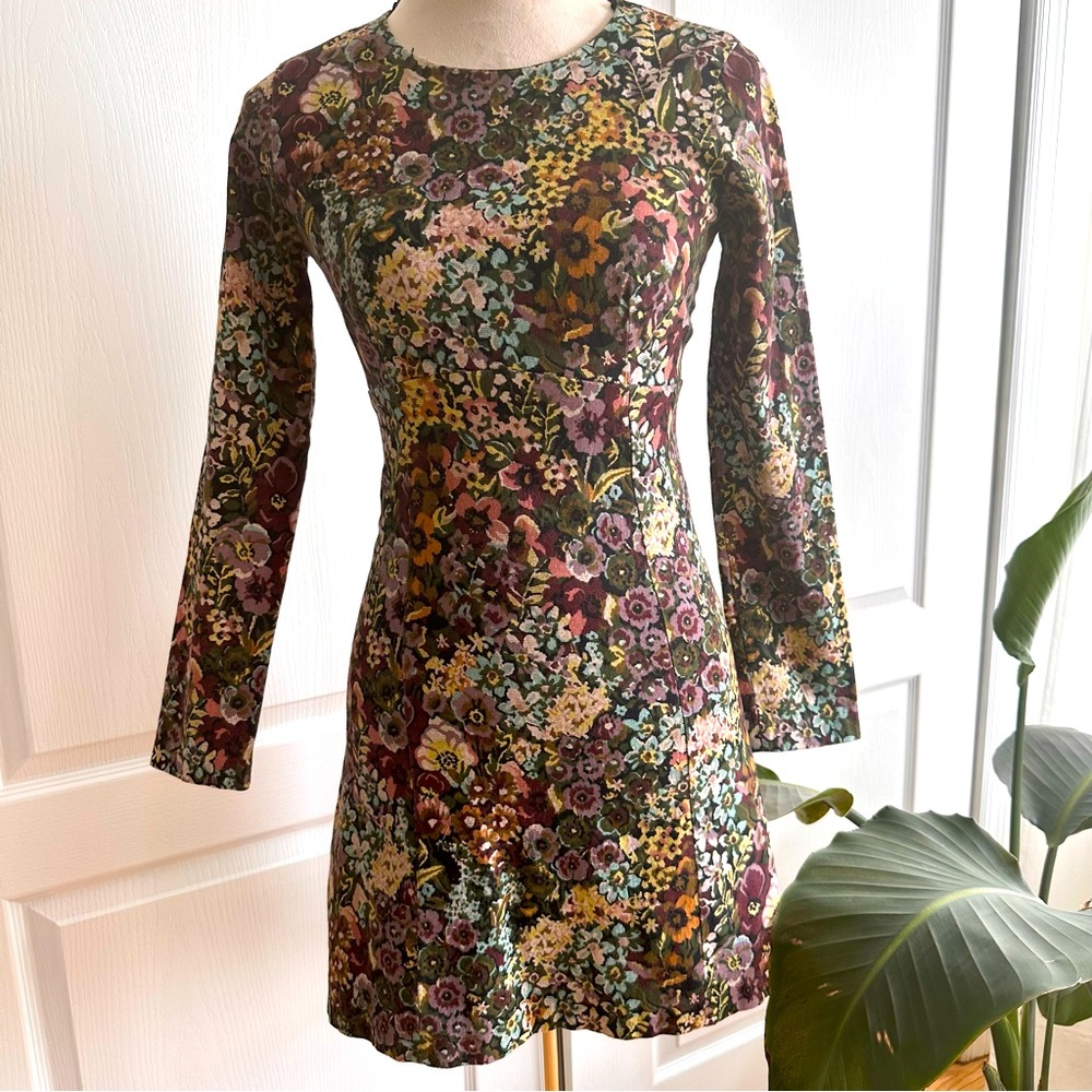 Floral long sleeve mini dress